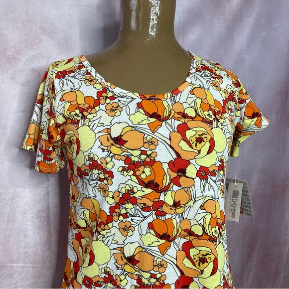 LuLaRoe Classic Tee Orange/Yellow/Rust Floral NWT Sizes XS & S - Picture 2 of 10
